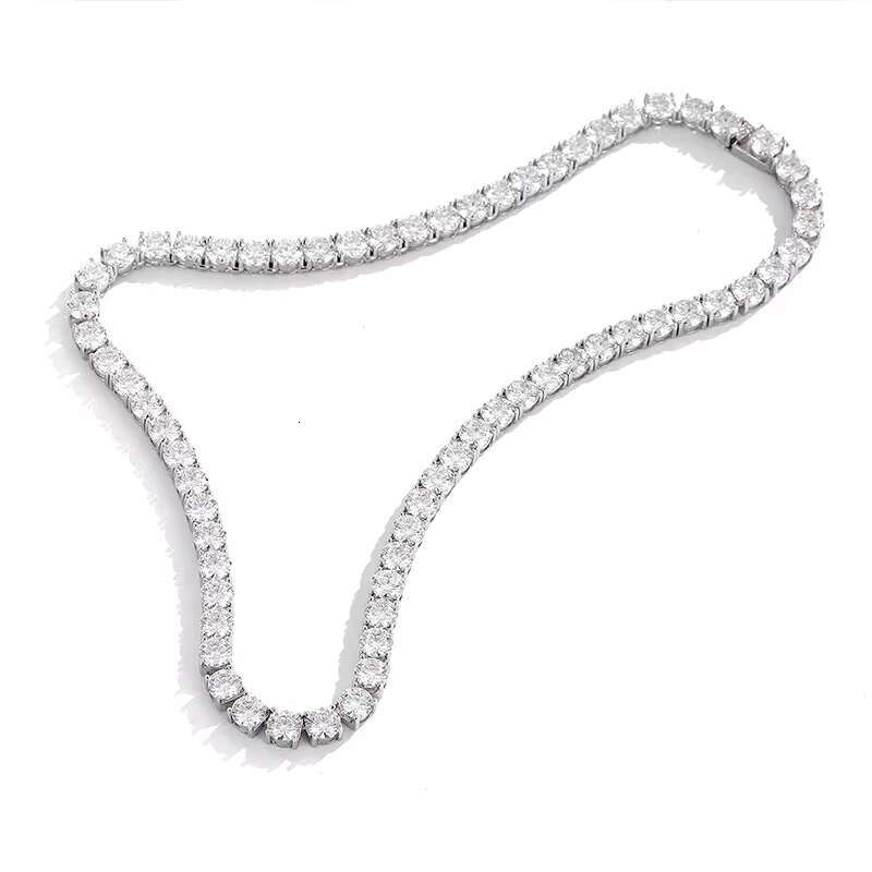 OACOCA 925 Sterling Silver 6.5MM 1 Round Cut D Color VVS1 Classic Diamond Necklace Moissanite Tennis Necklace for Men Women