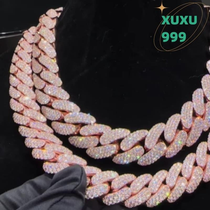 OACOCA Moissanite Cuban Necklaces Heavy Pass Diamond Test S925 Iced Out Hip Hop Moissanite Cuban Link Chain