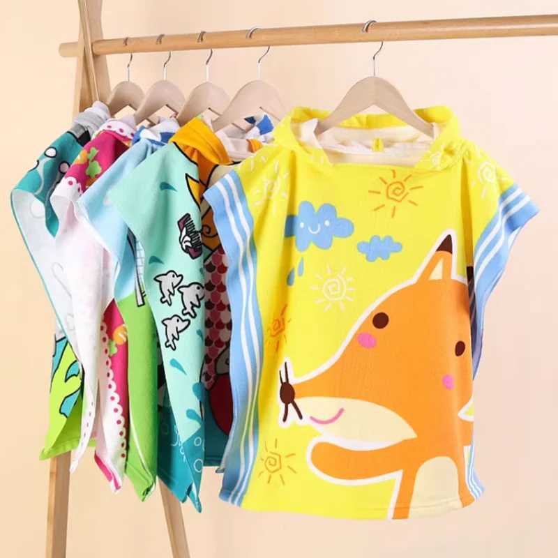 Childrens Hooded Bath Robe Toddler Quick Dry Microfiber Towel with Cartoon Digital Print Soft Wearable Bath Towel for Kids y250610MMF7