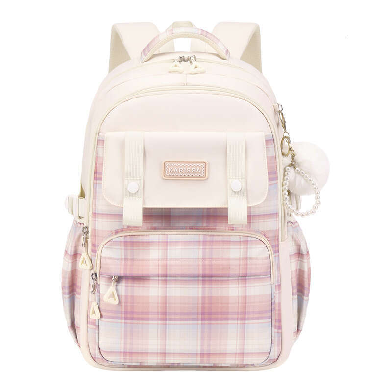 Designer Bag New Children S Plaid Elementary School Backpack Grades Ultra Light Double Shoulder Bag Oxford Cloth Large Capacity For Girls