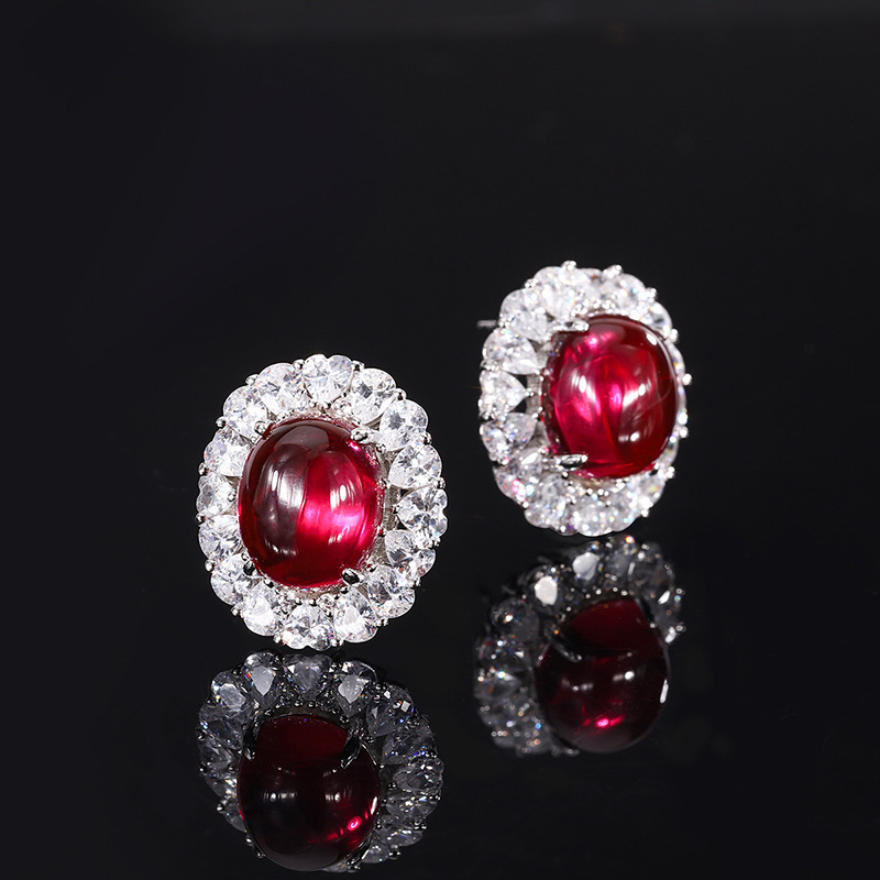 Women's Versatile Fashion Accessory: Sophisticated Colored Stone Ear Studs Crafted from Premium Grade Silver