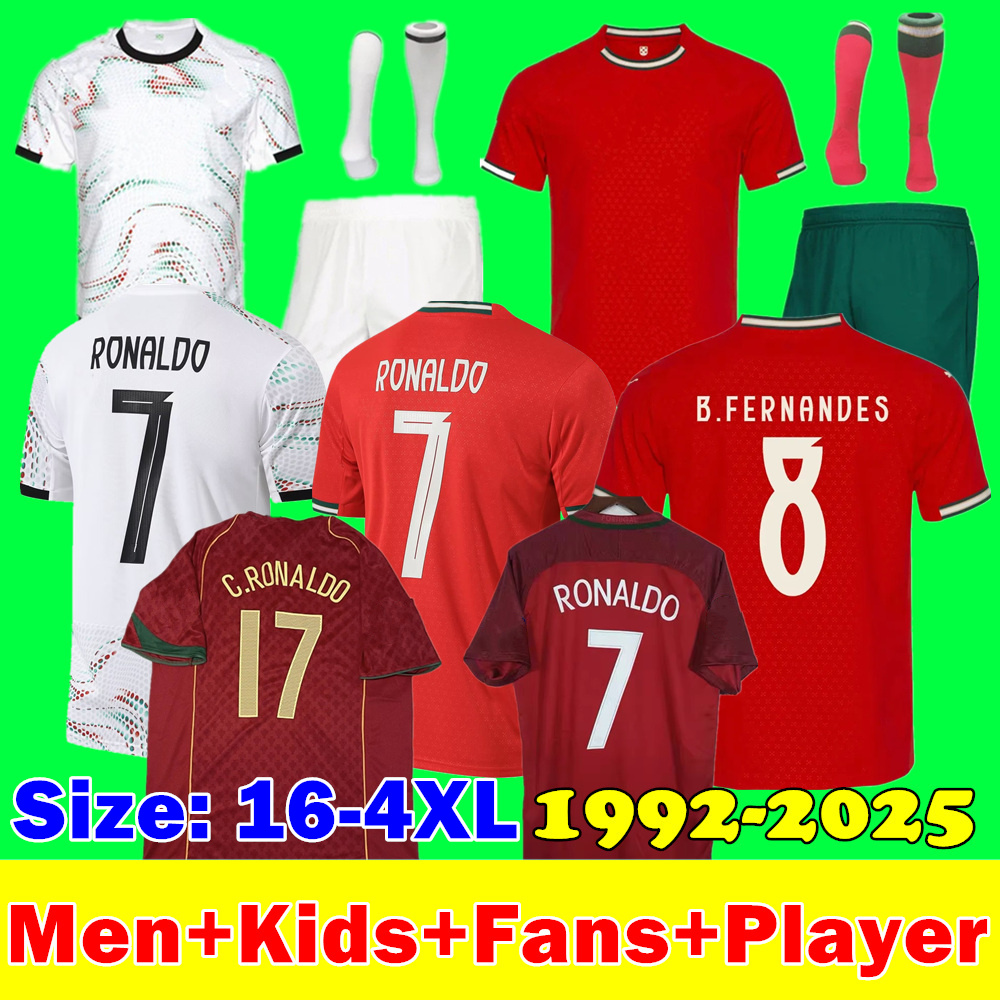 2025 Portugal Jersey ronaldo Soccer Jerseys Portuguese 25 26 Adult Kids kit Fans Player C.RONALDO FIGO Retro 92 98 00 02 04 06 10 12 16 18 Vintage football shirt 3XL 4XL