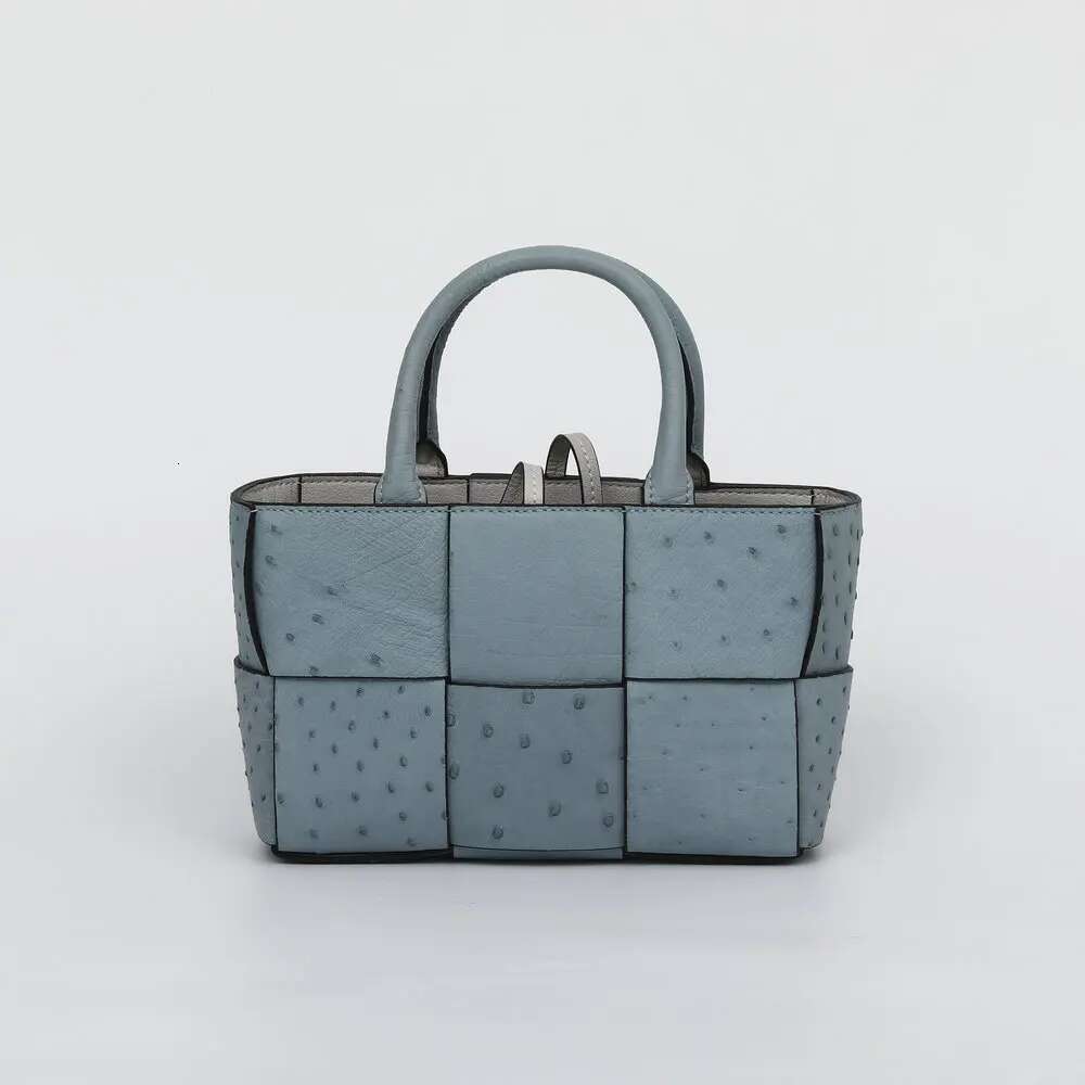 2024 New Ostrich Women's Fashion Genuine Leather Small Lady Handbag Large Capacity Hand Woven Shoulder Bag 45