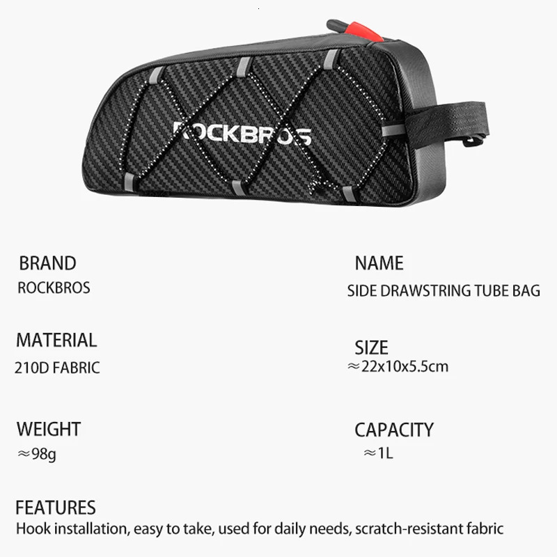 ROCKBROS Front Bike Bags Reflective Frame Tube Cycling Bag Large Capacity Fietstassen Ultralight Bicycle Bags Cycling Pannier 250610