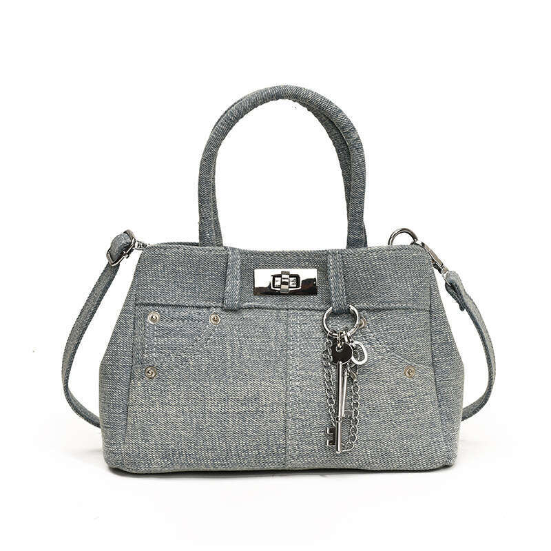 Fashion Trend Denim Handbag For Women 2025 New Lock Small Shoulder Simple Casual Personality Crossbody Bag