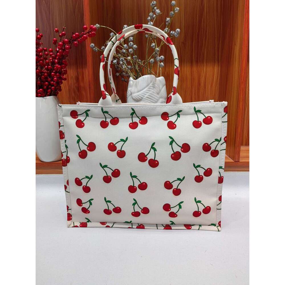 2024 New Canvas Embroidered Digital Print Student Large Capacity Tote Office Commute Striped Bag
