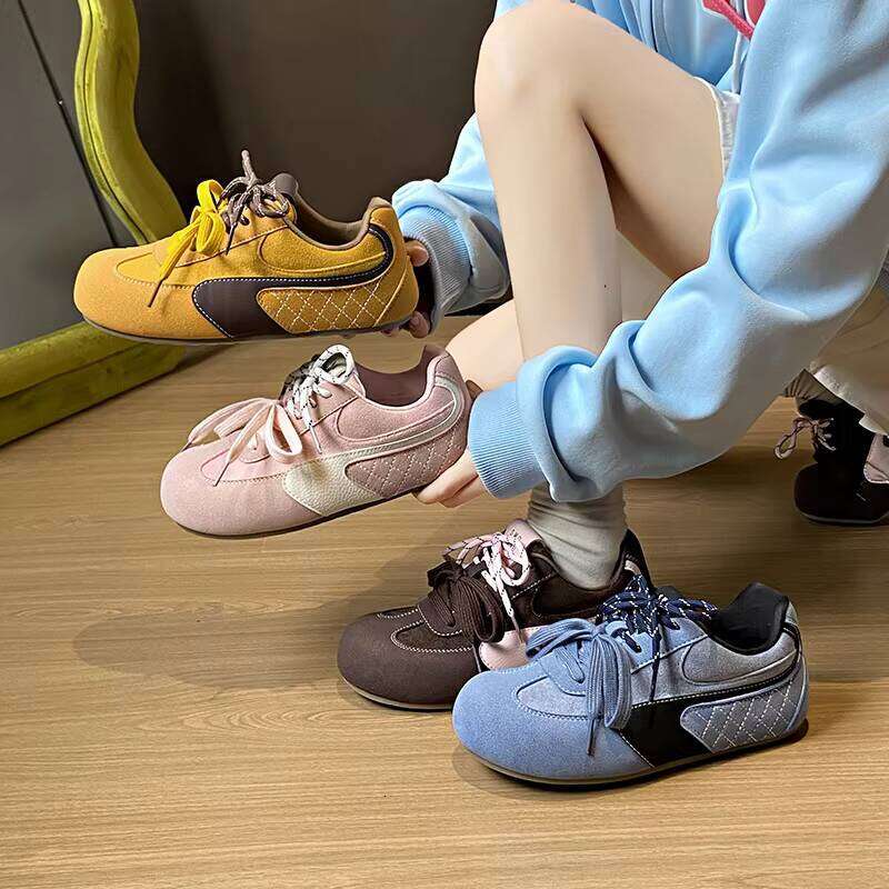 Wholesale Women's Popular Flat Comfortable Training Shoes With Dirt-resistant Suede Leather Upper Anti-slip Rubber Out Sole