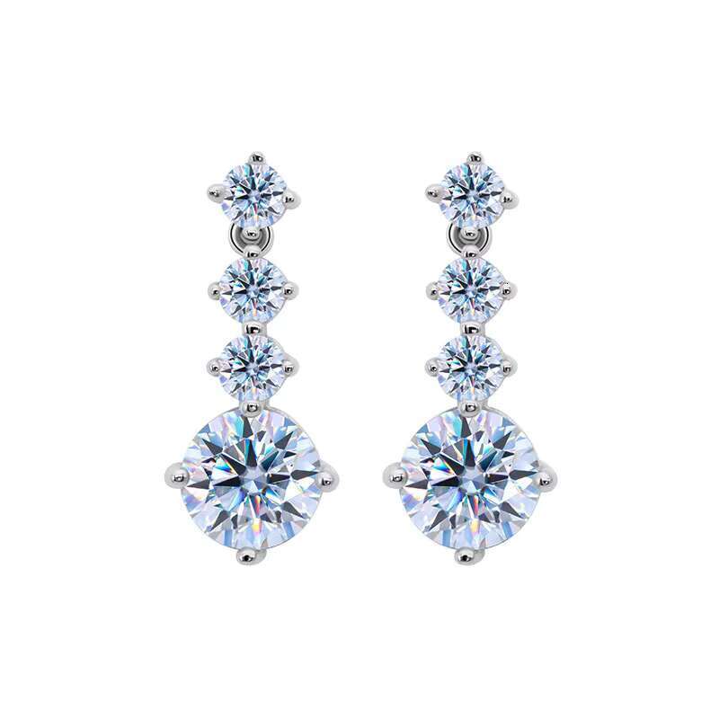 d color moissanite earrings 925 sterling silver nonallergenic fourclaw design simulated diamond long earrings
