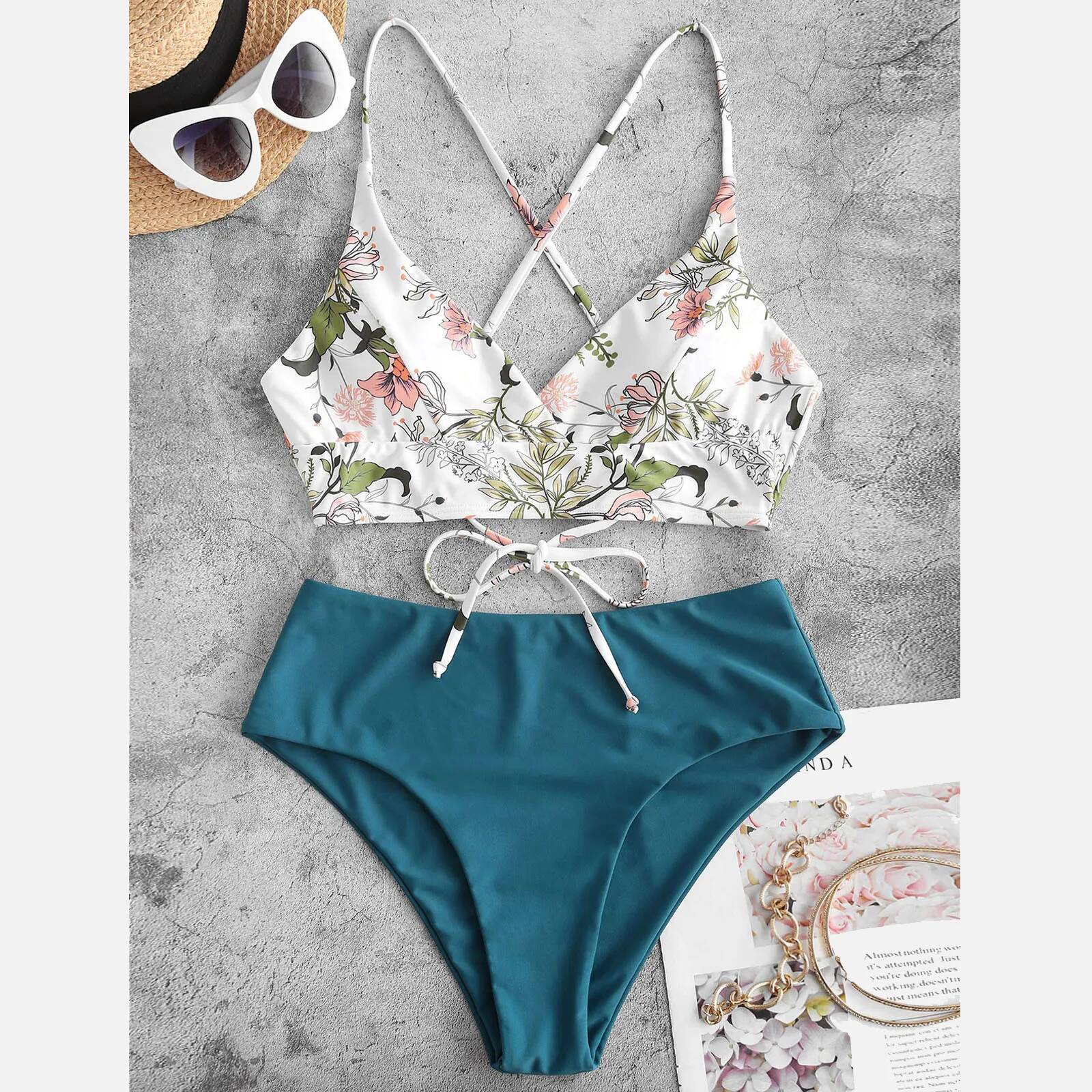 New 2025 Bikinis Floral Swimsuit Swimwear Sexy Push Up Bikini Set Two Piece Bathing Suits Biquini Women's Swimming Suit