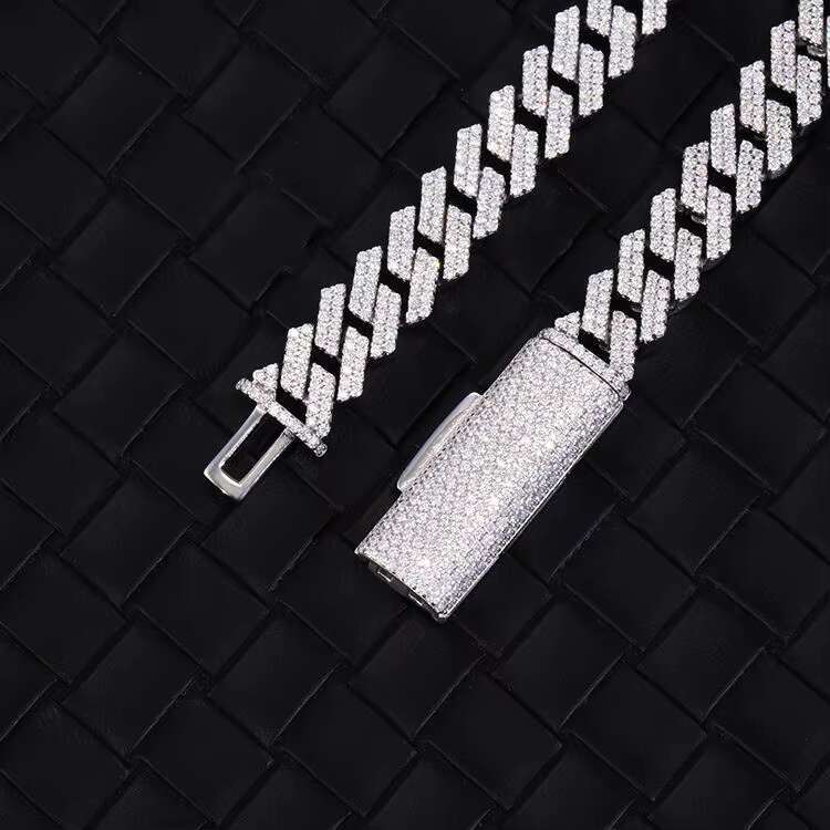 OACOCA Luxury Customized 925 Silver Cuban Chain 8mm 10mm 12mm 14mm Moissanite Diamond Hip Hop Cuban Link Necklace Bracelet