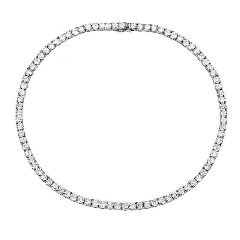 OACOCA Beauty 925 Sterling Silver 5MM Round Cut D Color VVS1 Classic Moissanite Tennis Necklace