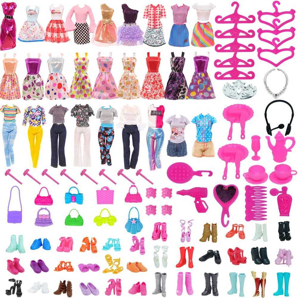 65PCS/Set Doll Clothes Shoes Accessories Handbags Hangers Fits 11.8 Inch Barbies Doll BJD DollFurniture Toy For Girls W250610