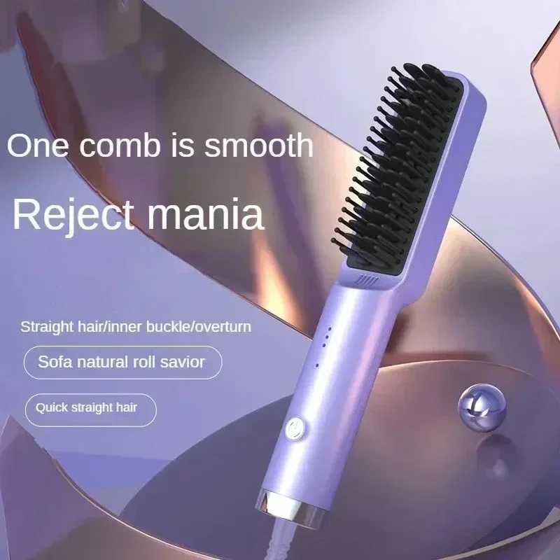 Electric Hot Hair Straighteners Hot Comb and Straightening Brush Hair Styling Appliances Home Portable Curling Mini Negative Ion W250610