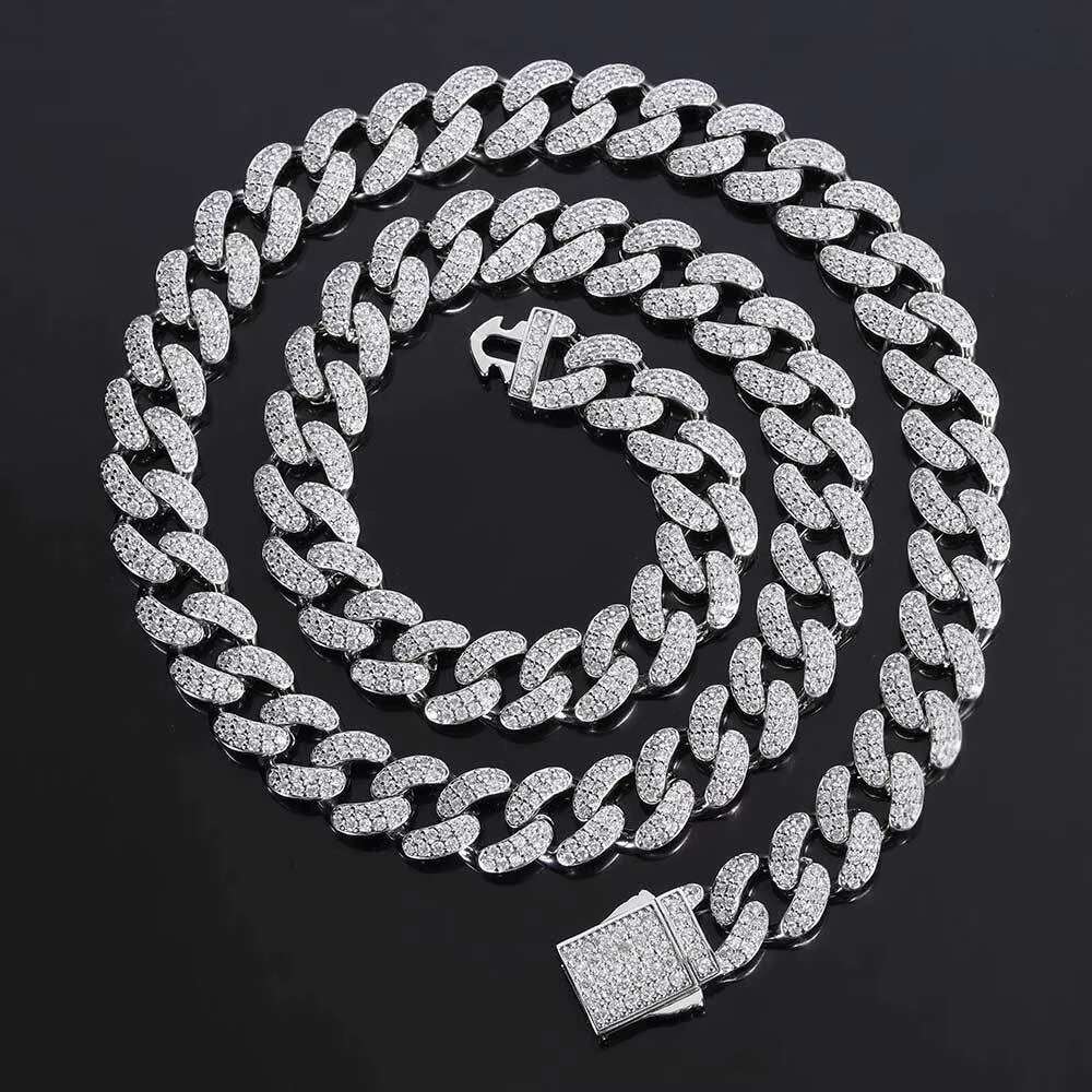OACOCA Hip Hop 12mm Zircon Cuban Chain Necklace Men Iced Out Diamond Fine Jewelry Necklaces Charm Gold Plated Long Necklace