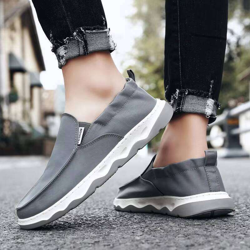 Wholesale Lazy Slip-on Comfortable Fisherman Boots Men's Solid Color Low-top Casual Canvas Shoes