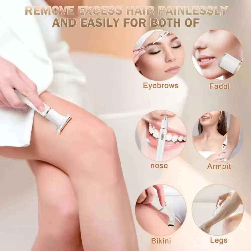 5 in 1 Multifunctional Women Painless Eyebrow Face Trimmer Razor Lady Facial Body pubic Tummy hair trimmer women