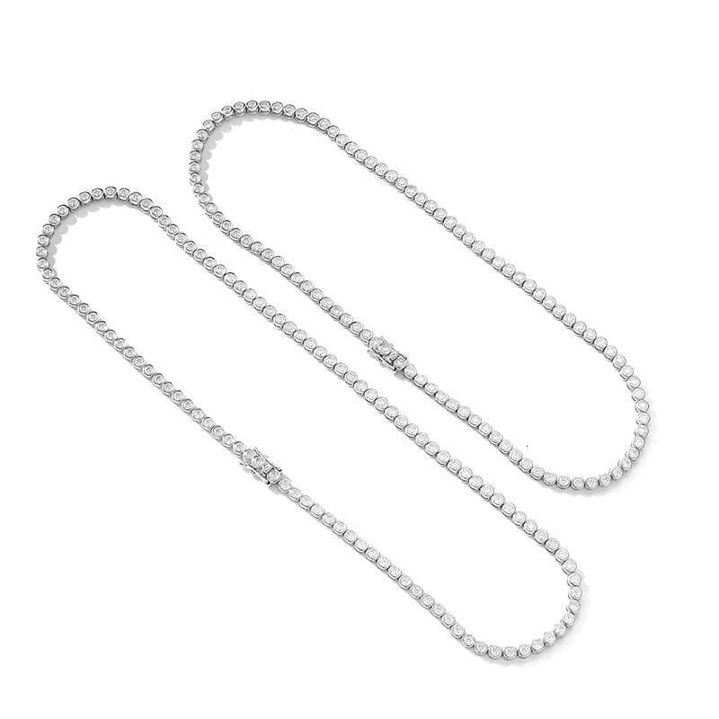 OACOCA Custom 3mm Bubble VVS Moissanite Tennis Chain 925 Sterling Silver White Gold Plated Necklace Women Men Jewelry Diamond Necklace