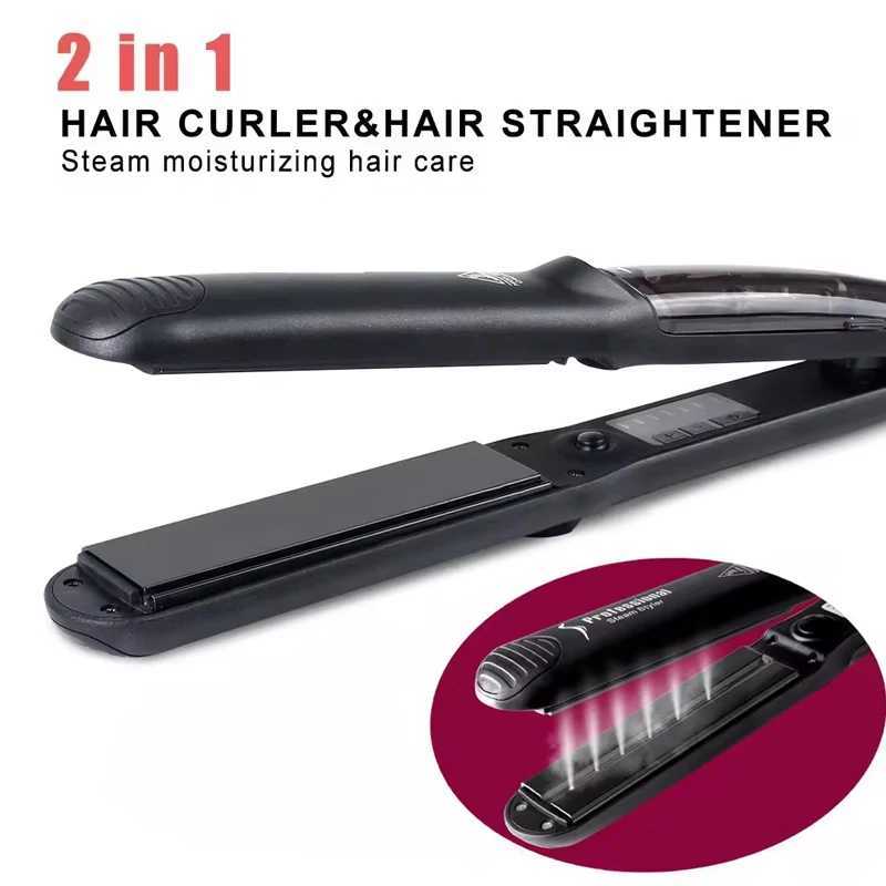 Professional Ceramic Hair Straightener Travel Iron Short Hair Temperature Adjustable LED Display PTC Plate W250610