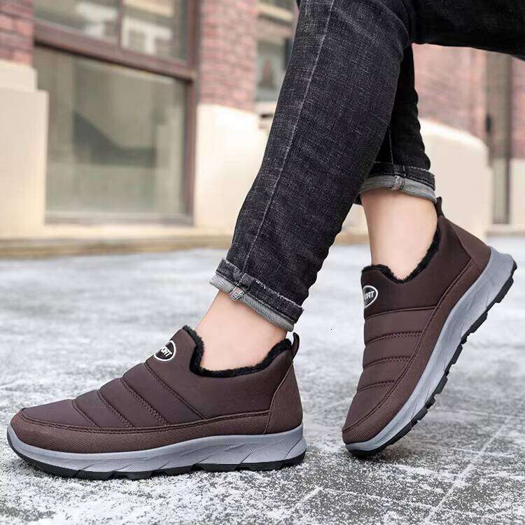 Plus Veet Warm Snow Shoes Flat Casual Sneakers Winter Boots for Men Women Adult Cotton Fabric Cloth Rubber 3 Colors