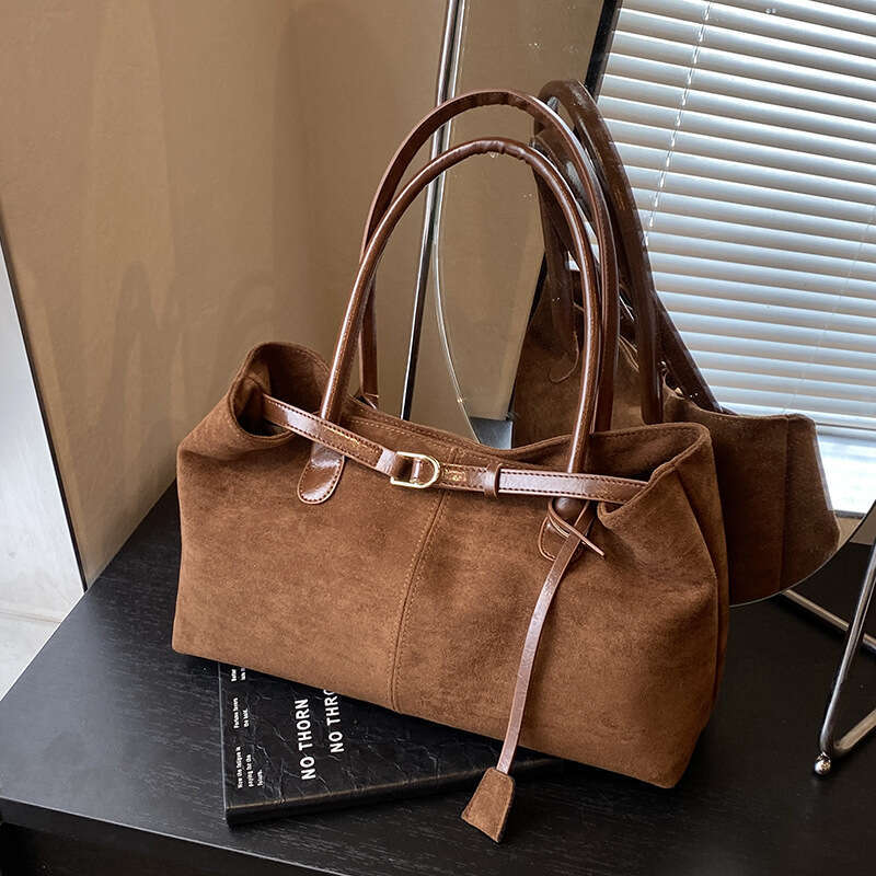 Autumn Winter Large Capacity Suede for Women 2024 New Casual Commuter Shoulder Handheld Tote Bag