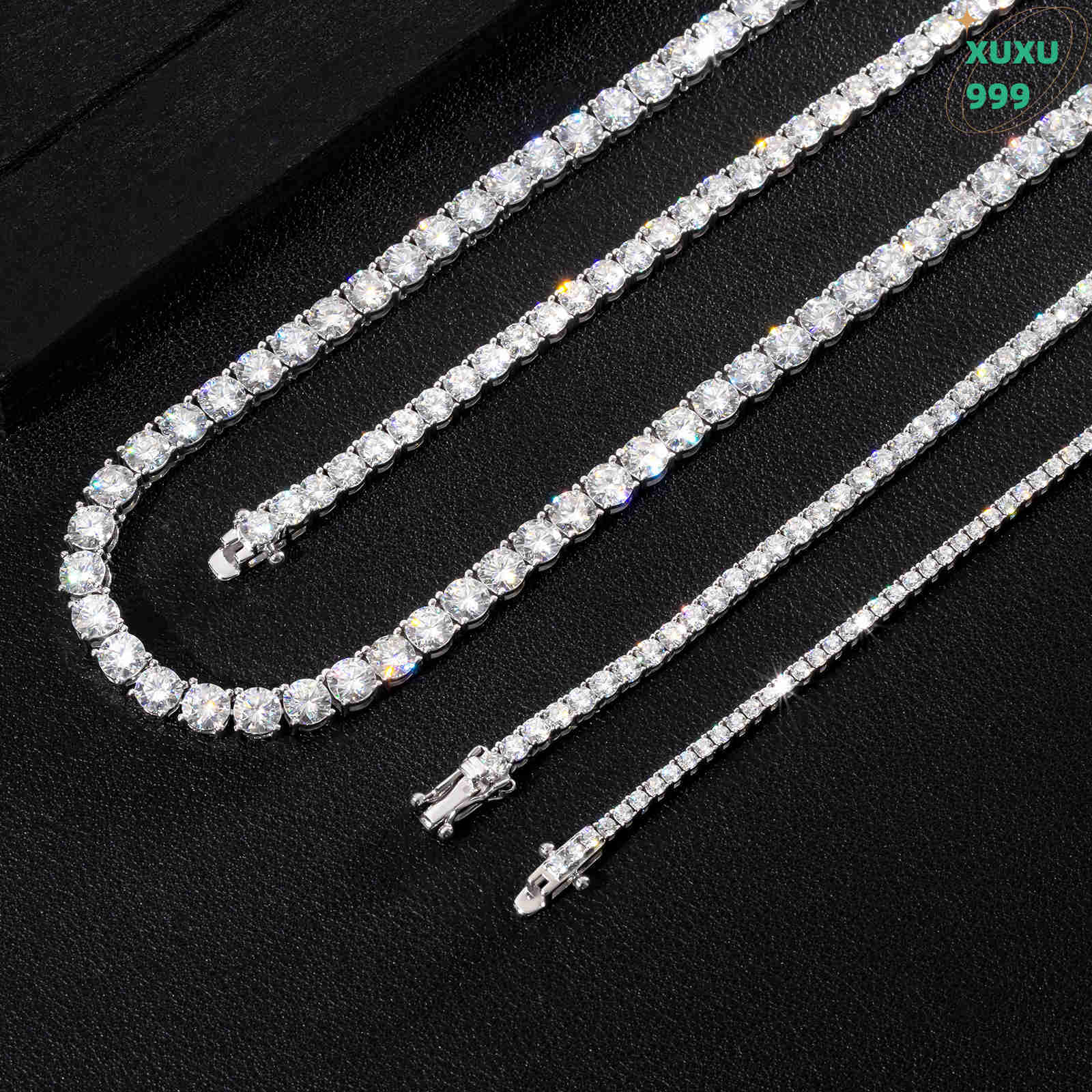 Moissanite Tennis 925 Sterling Silver Chain 2mm/3mm/4mm/5mm 18inch D Color VVS1 Round Cut Lab Diamond Necklace for Men Women OACOCA