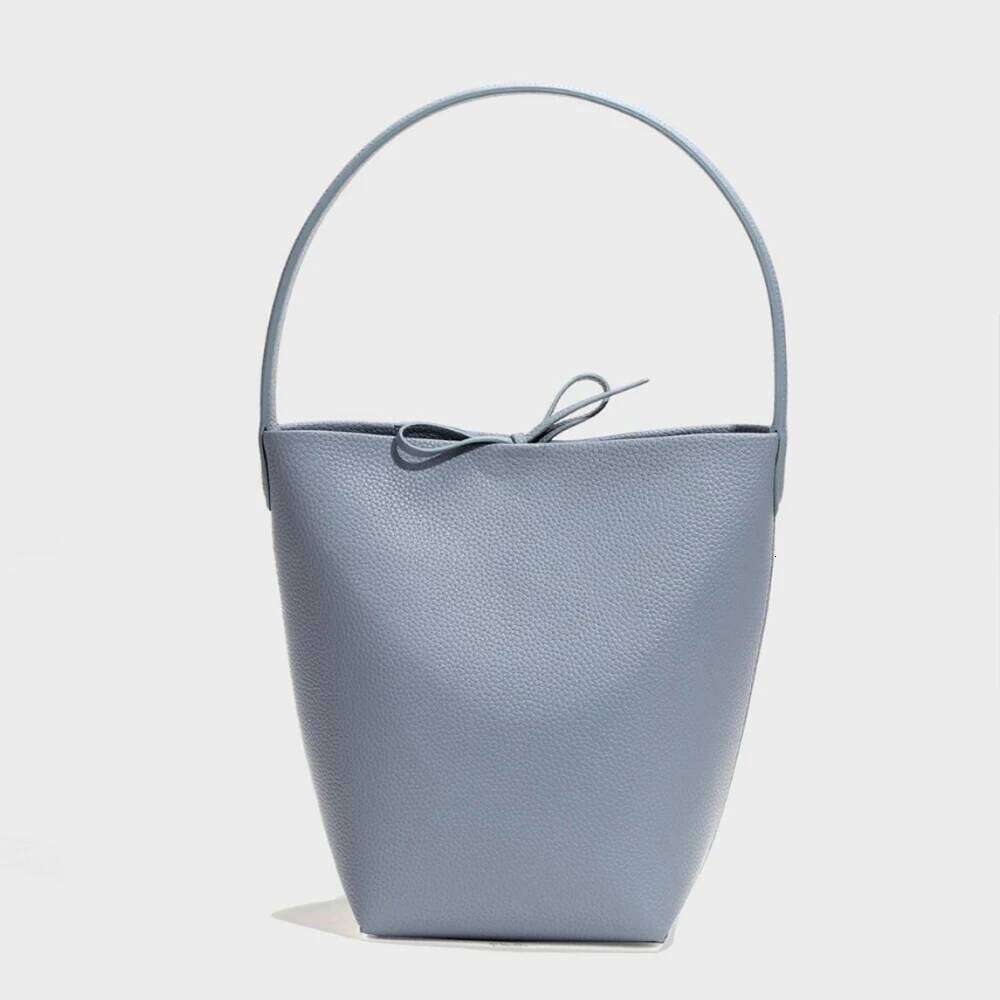 Large Capacity Women Bag Lazy Tote Casual Daypack Pack Bucket Handbags Ladies Solid Color Genuine Leather Handbag