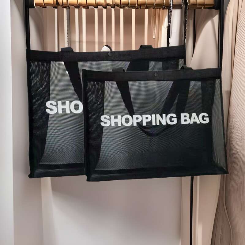 Mesh Tote Shopping Bag Large Capacity Nylon Transparent Mall Yoga Shoulder Handbag Beach