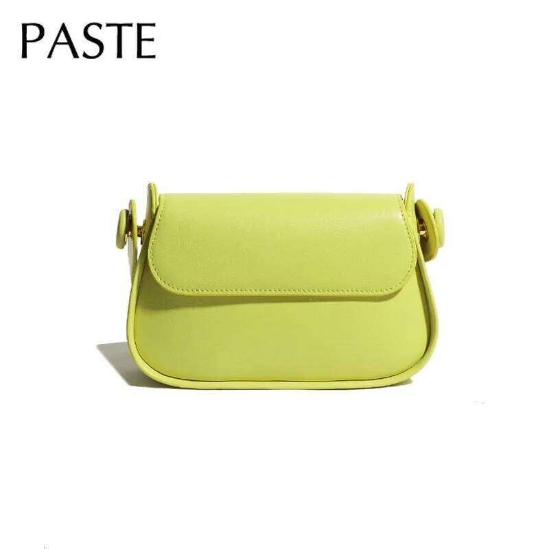 2025 Pink Green Summer Small Saddle Flap Hard Split Cow Leather Female Crossbody Shoulder Bag All-match Daily-use Purse