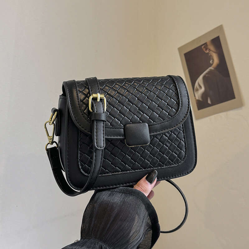 2024 New Fashion Trend Imitation Woven Fabric Texture Small Square Simple Versatile Shoulder Crossbody Bag GUHUISHU