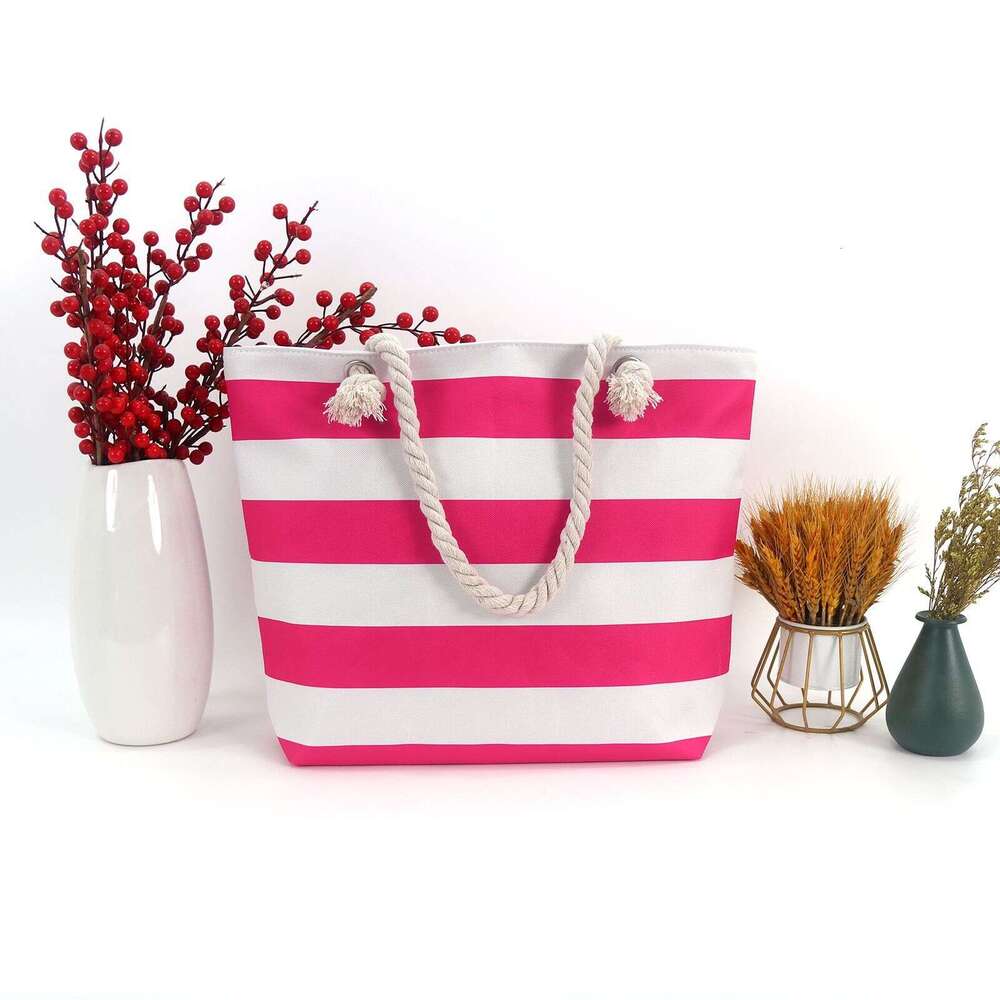 Large Capacity Striped Beach Women's Underarm Shoulder Simple Versatile Casual Storage Canvas Bag