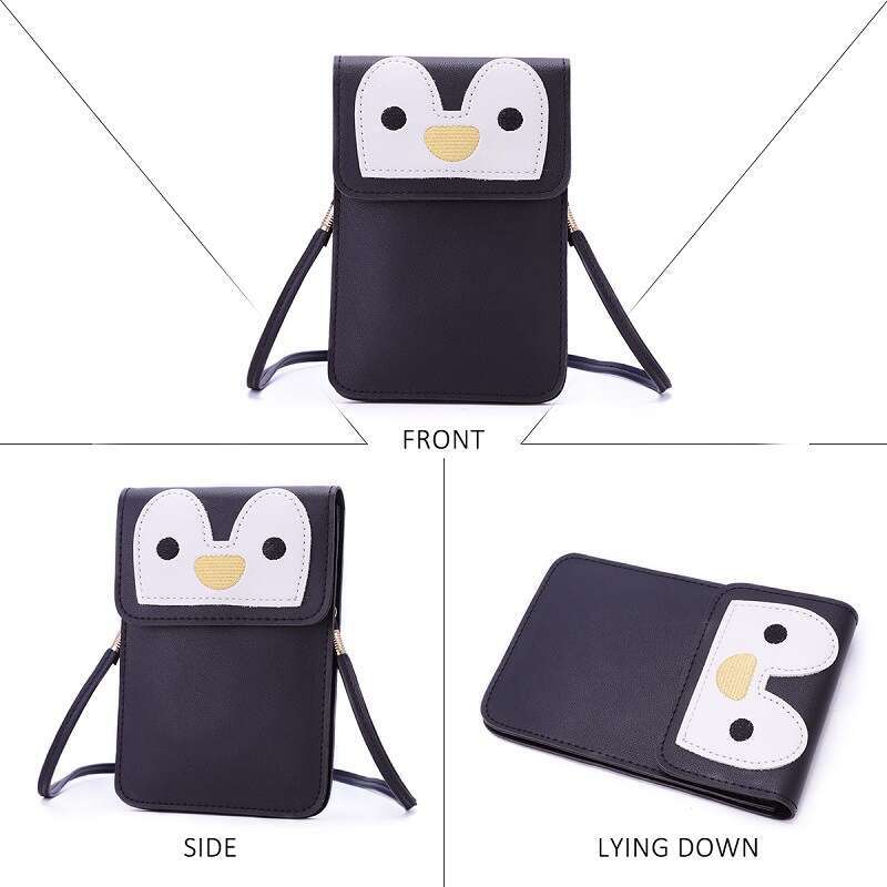 New Touchscreen Phone Multifunctional Women's Shoulder Crossbody Cartoon Wallet Small Square Bag