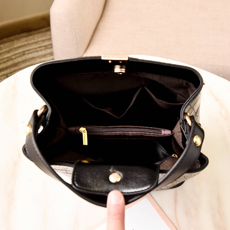 Hot selling women's bag fashion Korean version crocodile patterned bucket bag versatile handheld shoulder bag