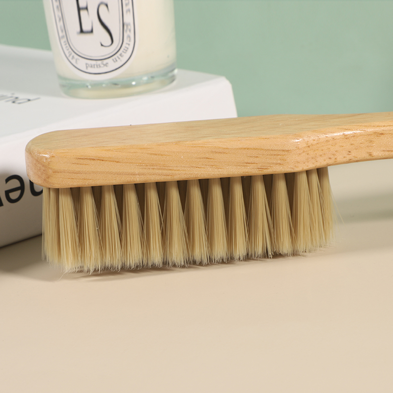 Pig hair solid wood shoe brush multifunctional non damaging shoe leather shoe leather care dust removal and oiling household cleaning brush care brush