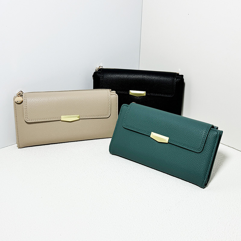 Free Shipping 2025 New Designer Bag Lychee Texture Women's Long Wallet High-end Multi Slot Leather Card Bag Exquisite And Practical Coin Bag