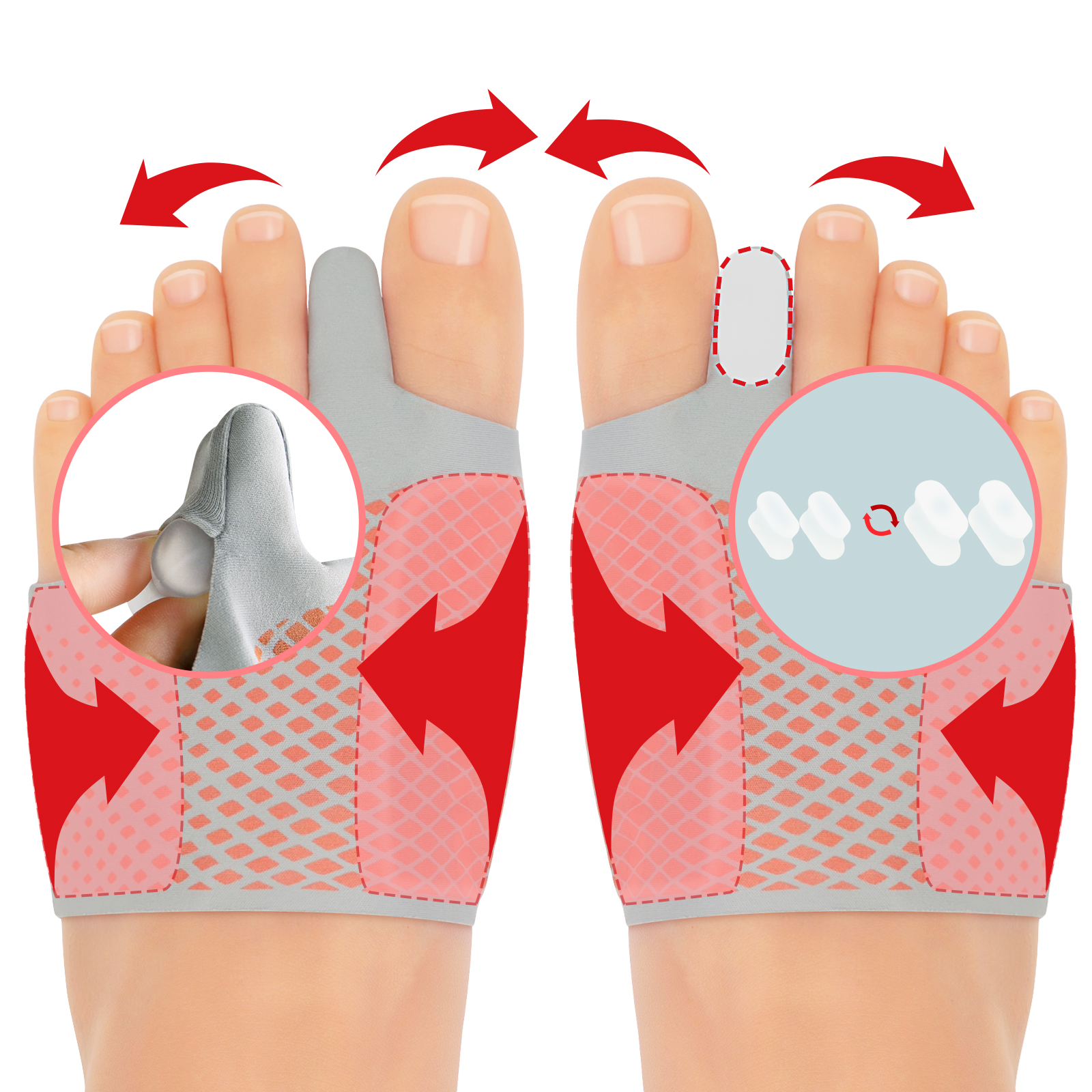 Bunion Corrector for Women Big Toe Straightener for Men, Relief splints Reduce Pain and Correct Toe Alignment, Brace Day/Night, fit for R/L,Washable