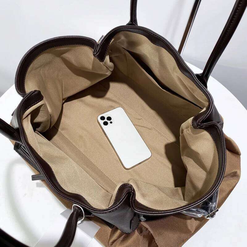 Genuine Leather Tote Bags For Women Designer Handbags Purses 2024 New In Canvas With Inner Pocket Large Capacity Shoulder