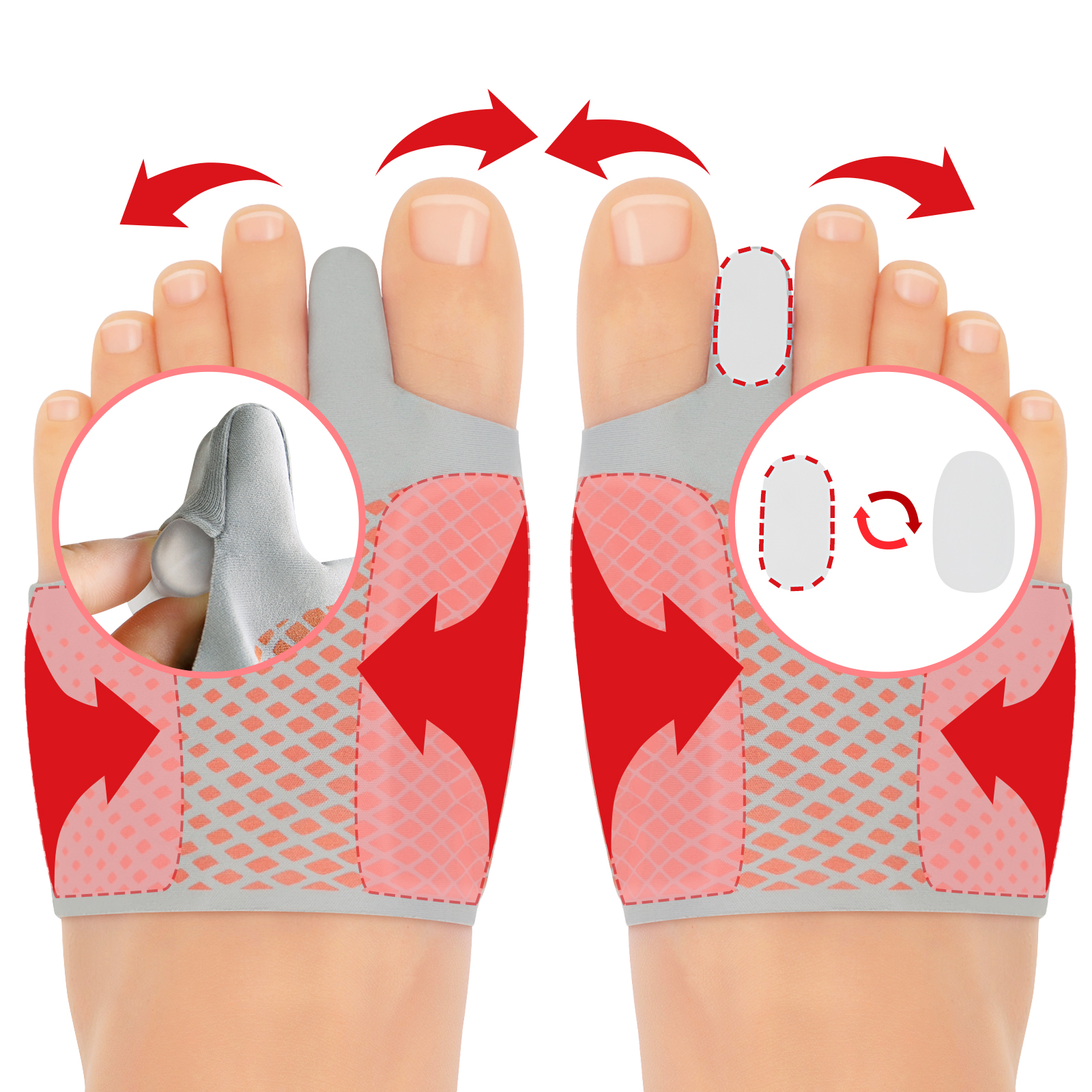 Bunion Corrector for Women Big Toe Straightener for Men, Relief splints Reduce Pain and Correct Toe Alignment, Brace Day/Night, fit for R/L,Washable