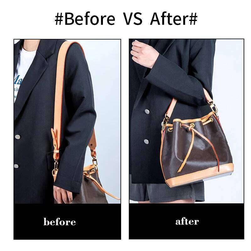 WUTA 100% Genuine Leather Bags Handle Strap for Noe Bucket Short Shoulder Replacemen Straps 37-59CM Bag Accessories