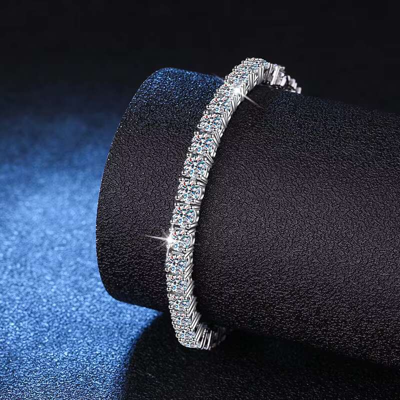 Luxury 3mm 4mm Moissanite Jewelry Rhodium Plated 925 Silver VVS Moissanite Tennis Bracelet Hip Hop Jewelry Mens Bracelet
