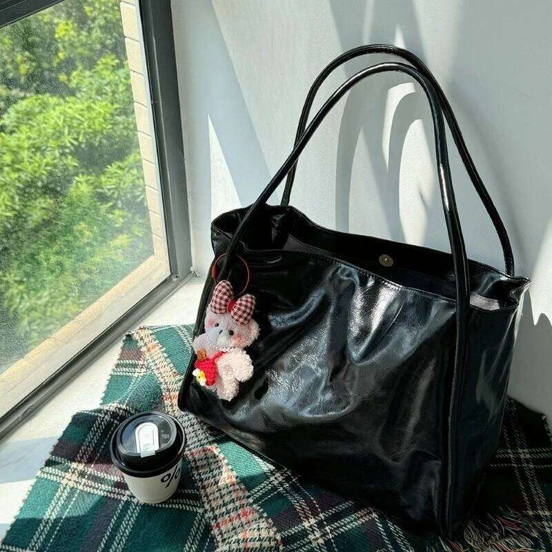 Wholesale New Fashion Tote Solid PU Large Capacity Women's Shopping Travel Handbag Shoulder Bag