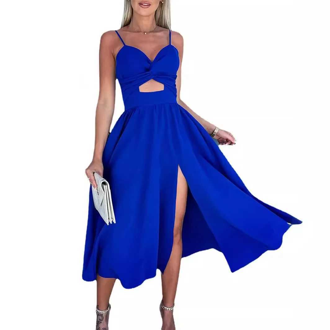 New Style Womens Clothing TankV Neck Big Swoop Dress Slims You Smooths Your Silhouette Open-Back Medium Length Dress XJ250610