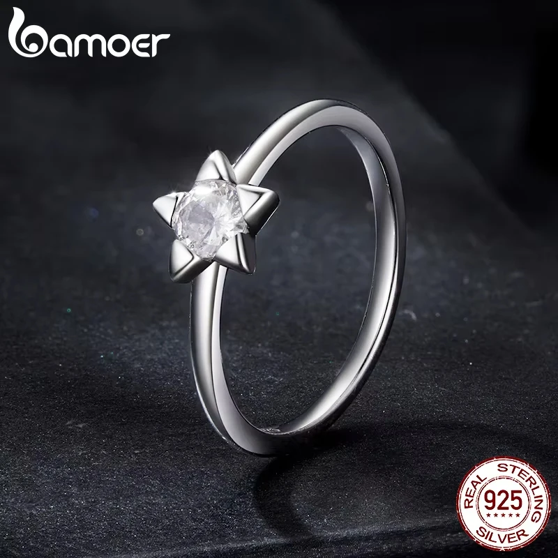 BAMOER luxury rings designer for women 925 sterling silver inlaid VVS1 pass diamond tester moissanite ring for womens engagement wedding ring luxe jew