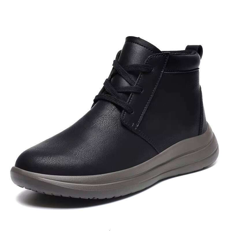 New Hot Selling Comfortable Men Fashion Outdoor Leather Boots Soft Lace-up Casual Shoes