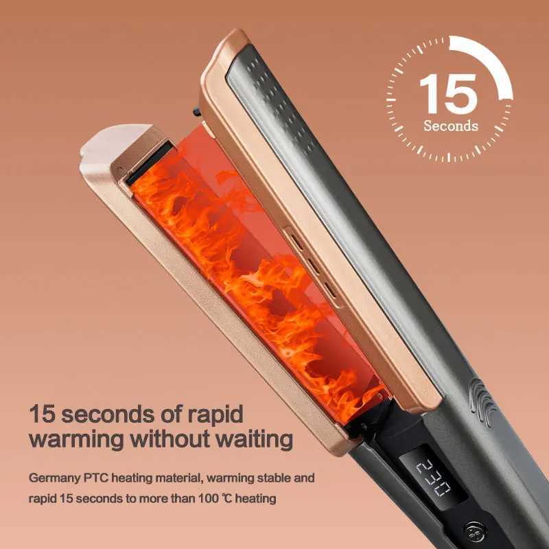 2 in 1 Hair Straightener Curling Ionizer with LCD Wide Panel Professional Ceramic Hair Straightener with adjustable temperature W250610
