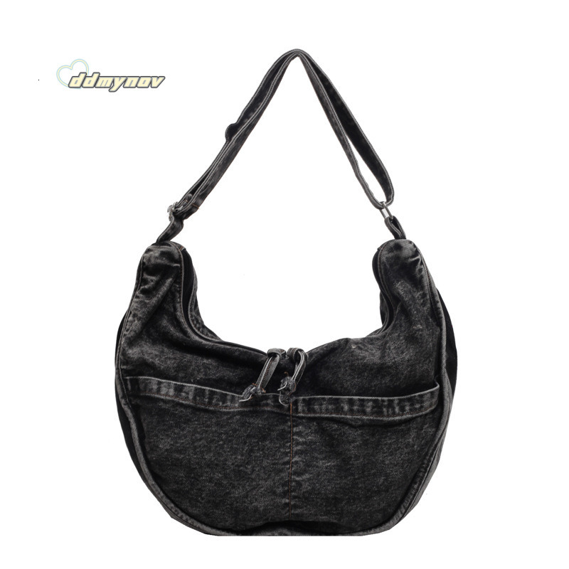Dumpling Single Shoulder Denim Crossbody for Women Simple Commuting Work Canvas Student Class Bag ddmynov