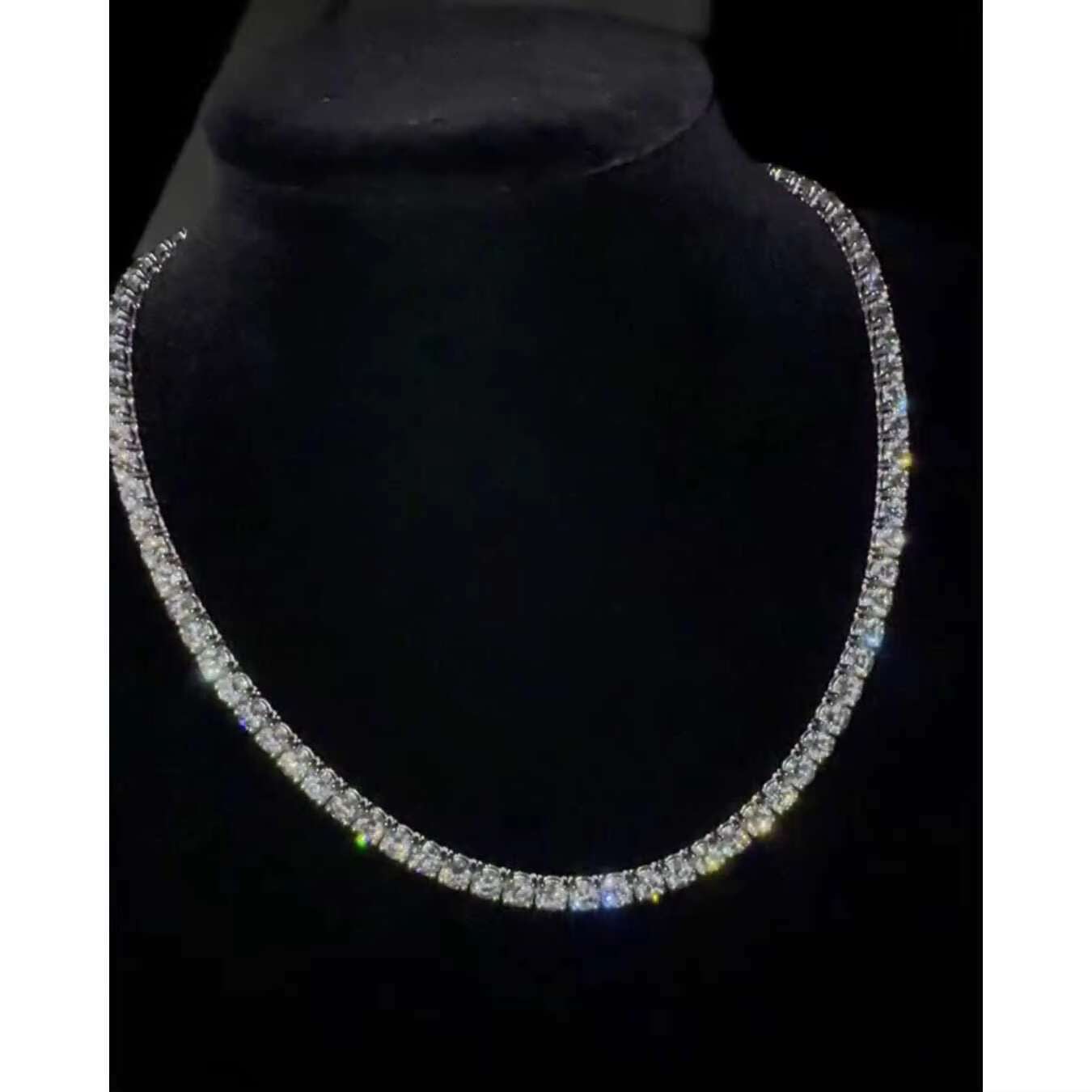 OACOCA 5mm VVS1 Moissanite Diamond Tennis Chain Necklace Iced Out Round Cut Design 925 Silver Passes Diamond Tester Hip Hop Jewelry