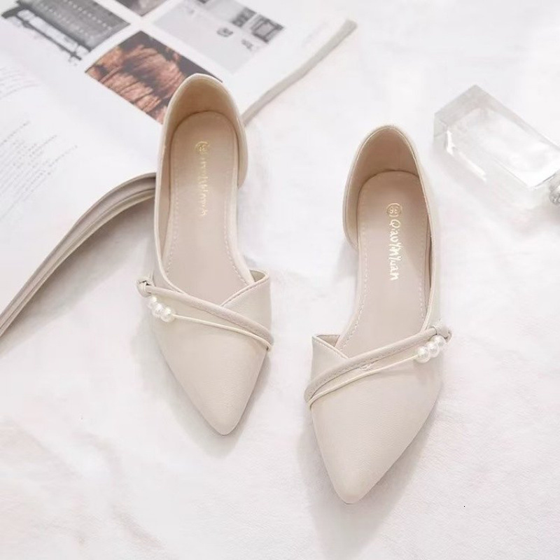 French Style Side Hollow Single Shoes For Women Spring New Pointed Toe Flat Evening Fairy Gentle Soft Leather sandal Loafers Ddmysaturn
