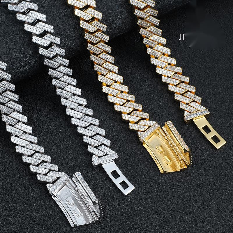 OACOCA Hip Hop Iced Out Moissanite Cuban Link Chain 14k Gold Fashion Necklace Statement Jewelry for Men