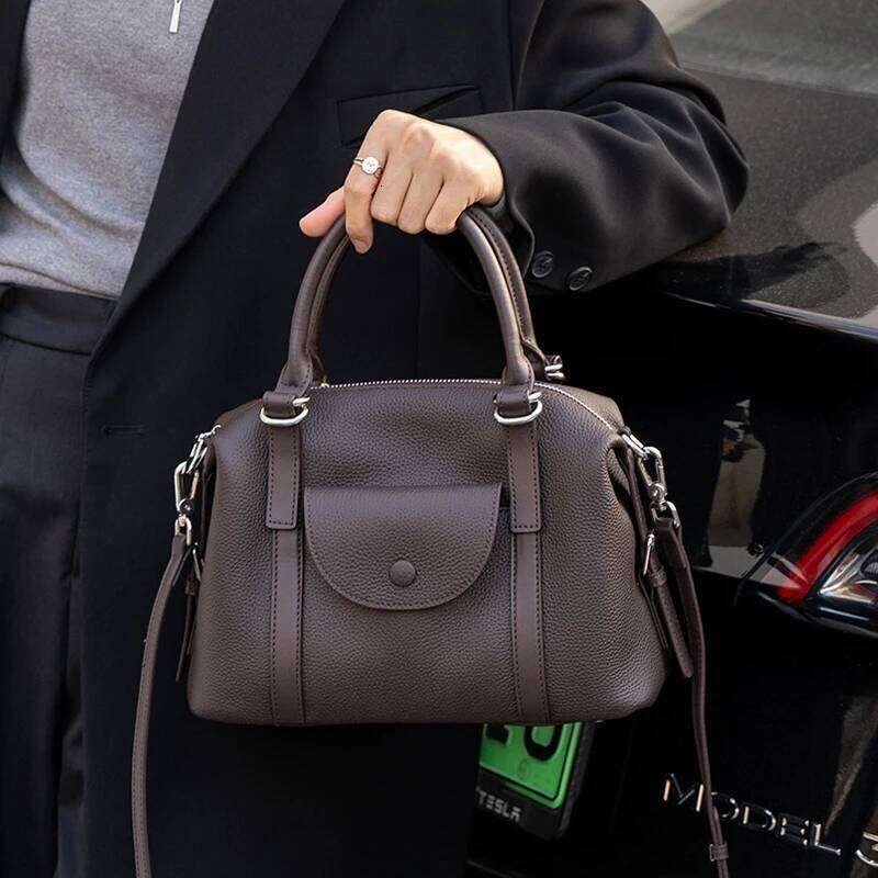 Women's Natural Cow Leather Shoulder Bags Female Fashion Designer Handbag Ladies Commute Retro Cowhide Crossbody Bag Lady