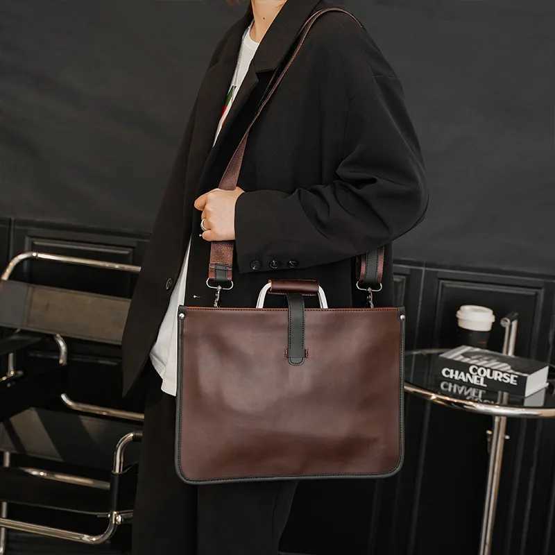 Luxury Business Briefcase Male High-quality Crazy Horse Leather Crossbody Shoulder Bag Men Laptop Bag Man Handbag Briefcases sac W250610